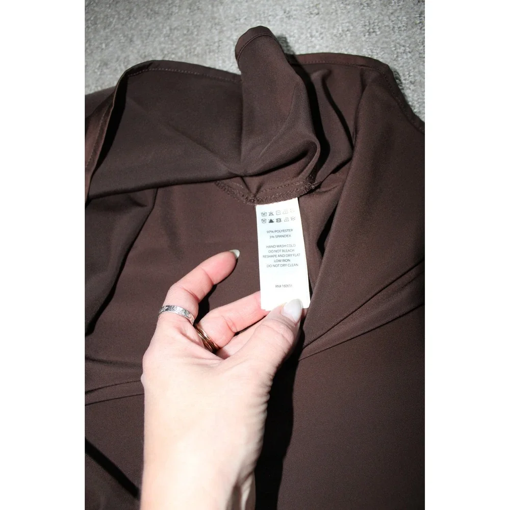 Rachel Zoe Women's Brown Satin Empire‎ Waist Scoop Neck Maxi Dress Medium NWT